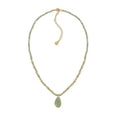 Faceted Beaded Teardrop Stone Pendant Necklace for Women - Gold & Silver