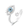 Openwork Evil Eye Spinner Ring with Pavé Accents