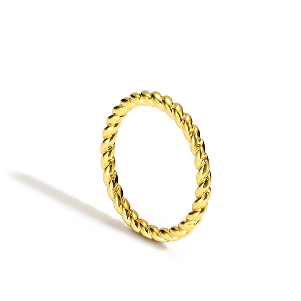 Bague queue de corde torsadée plaquée or