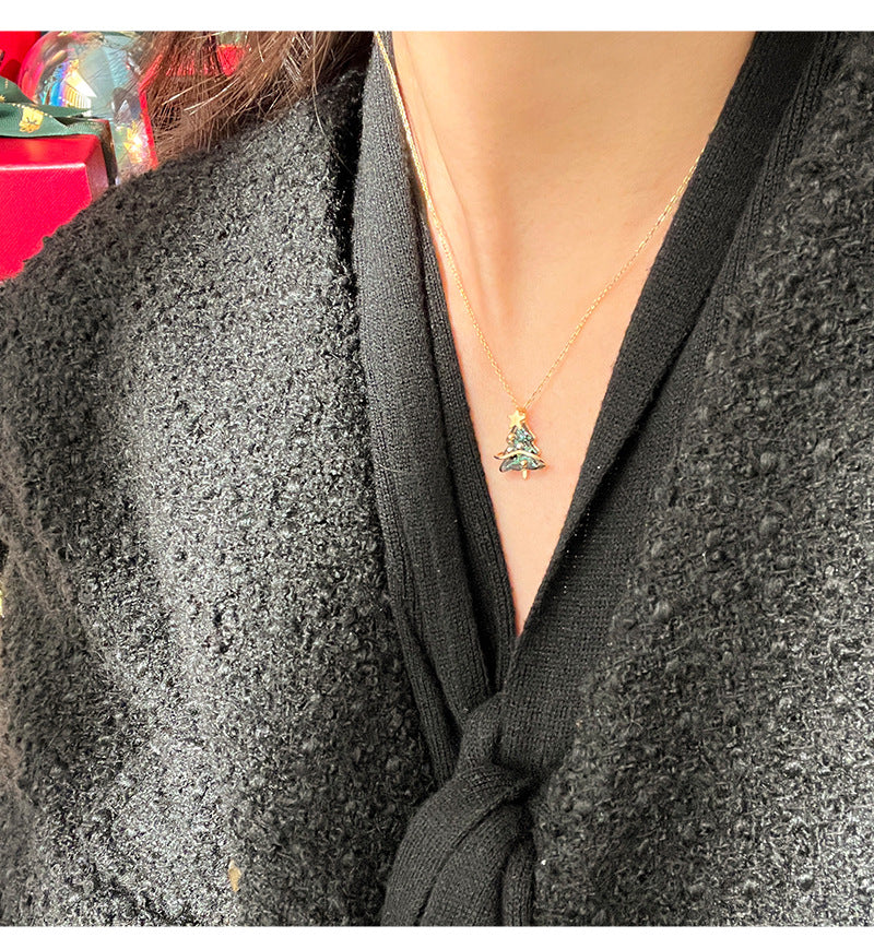 Christmas Tree Necklace Sterling Silver