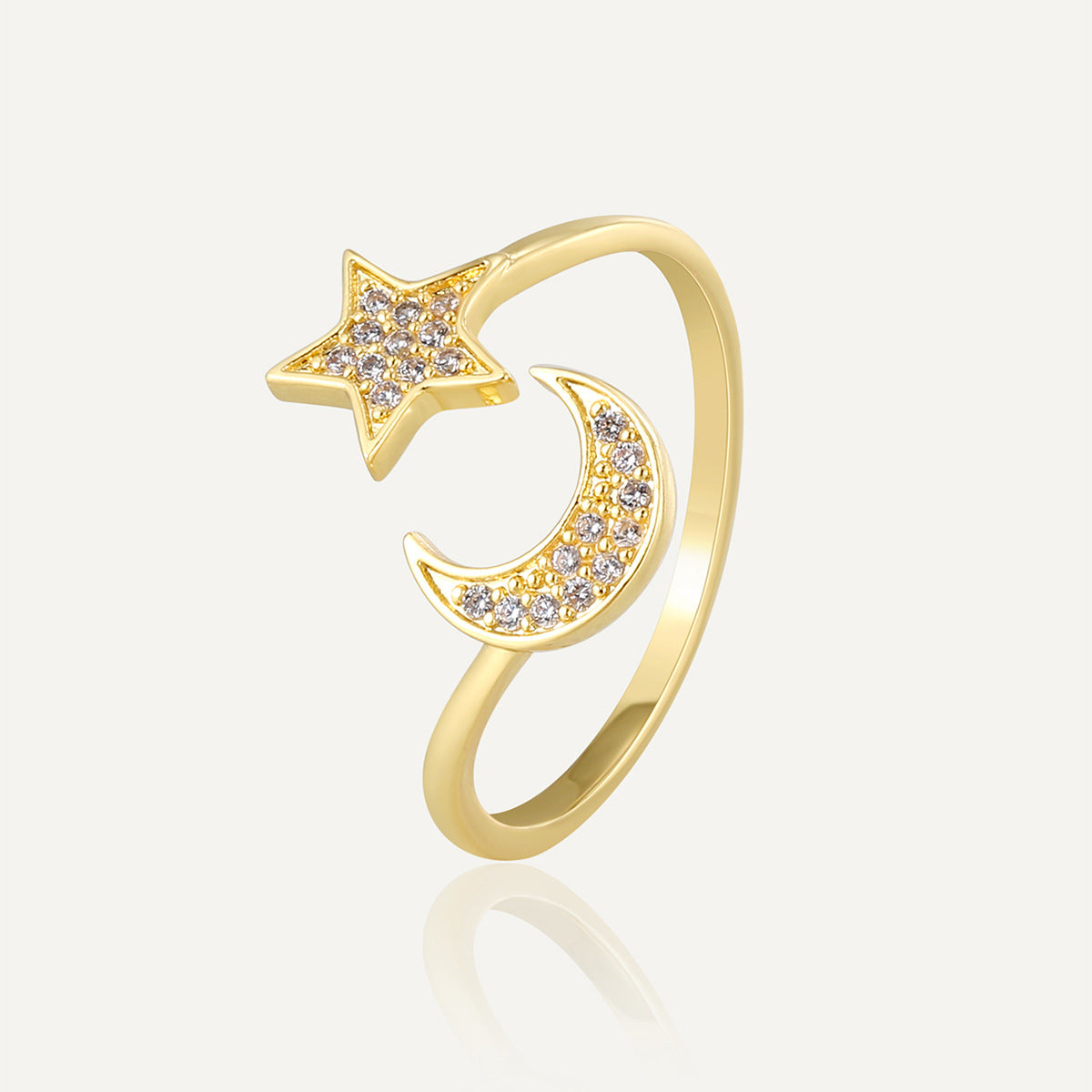 Star Moon Diamond Ring
