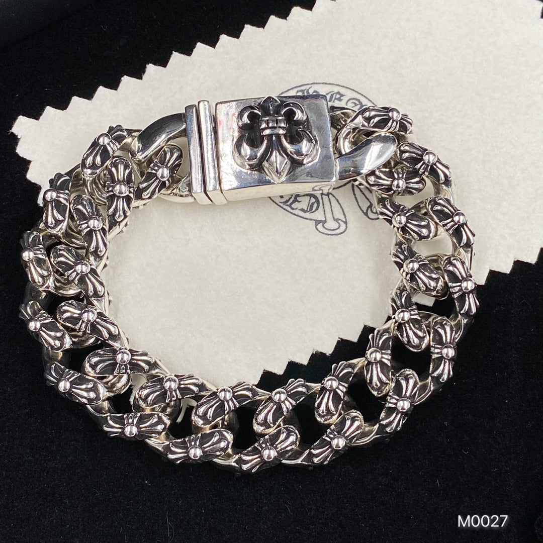 S925 Sterling Silver Hip Hop Cross Bracelet