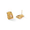 Square Geometric Diamond Texture Earrings