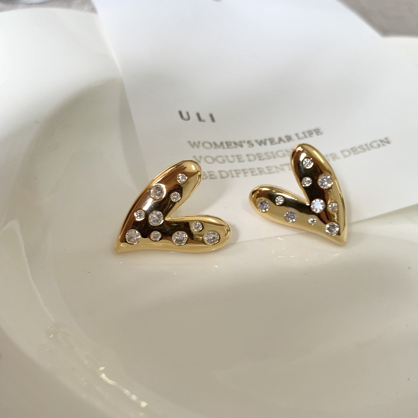 Alien Diamond Heart Earrings