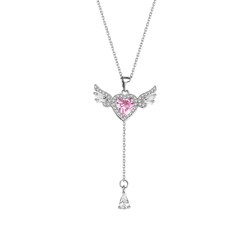 Collier ange d'amour en diamant rose