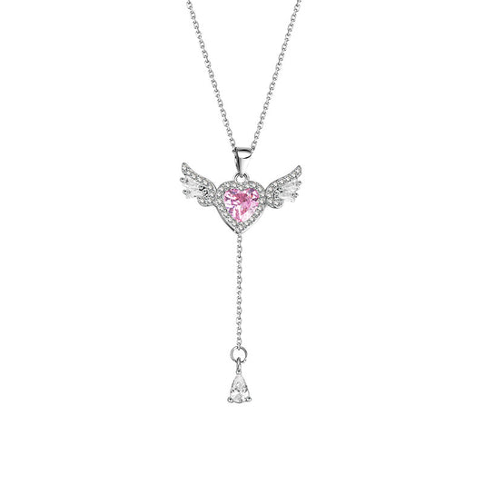 Pink Diamond Love Angel Necklace