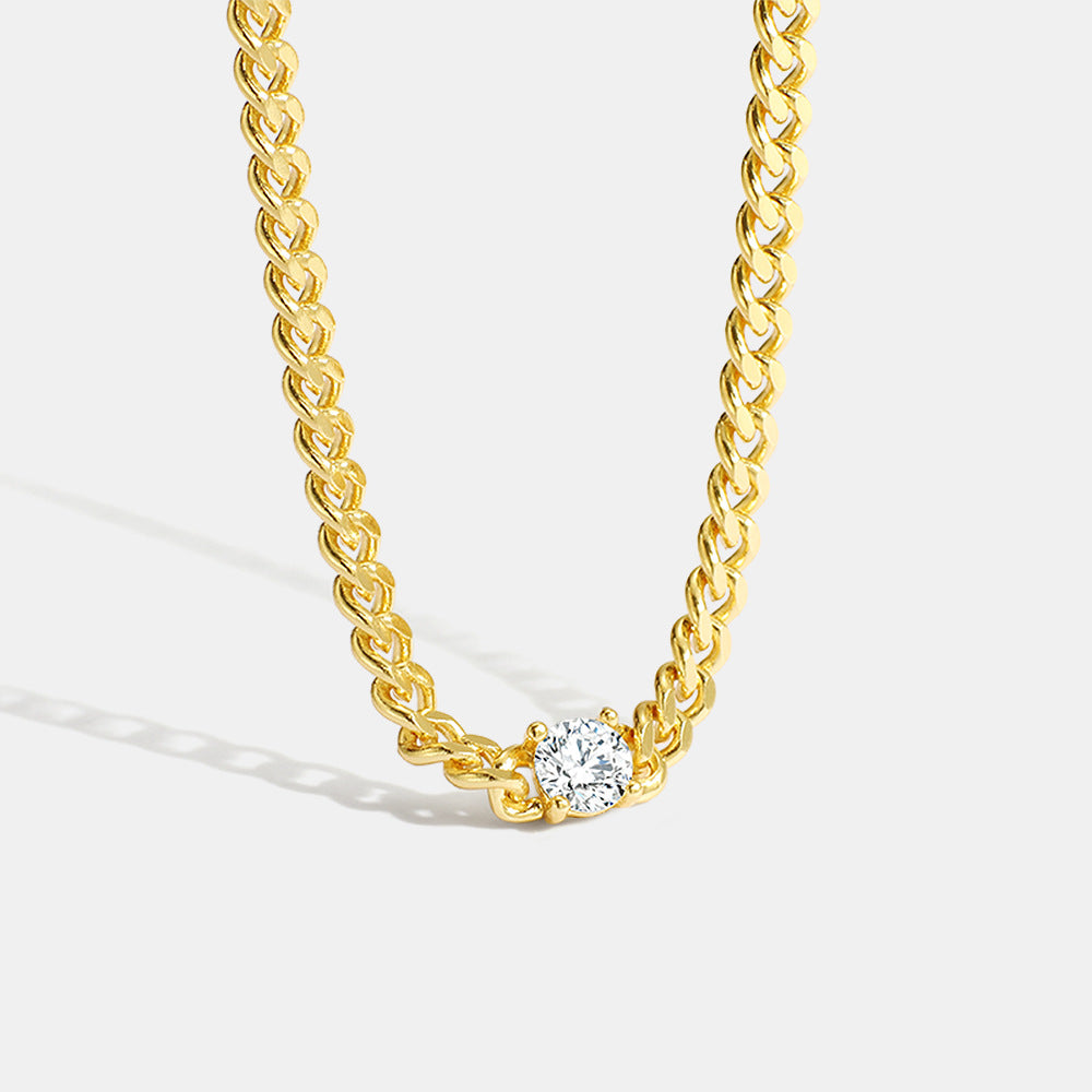 18K Gold Diamond Thick Necklace