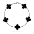 Luckcoo Clover Pro Bracelet – Minimalist Jewelry,Premium Edition,Everyday Luxury(Black / Sliver)
