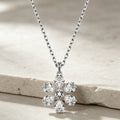 Openwork Crystal Snowflake Necklace in Silver Tone