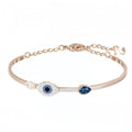 Blue Crystal Evil Eye Charm Bracelet – Rose Gold Tone