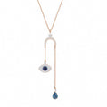 Blue Crystal Evil Eye Lariat Necklace – Rose Gold Tone