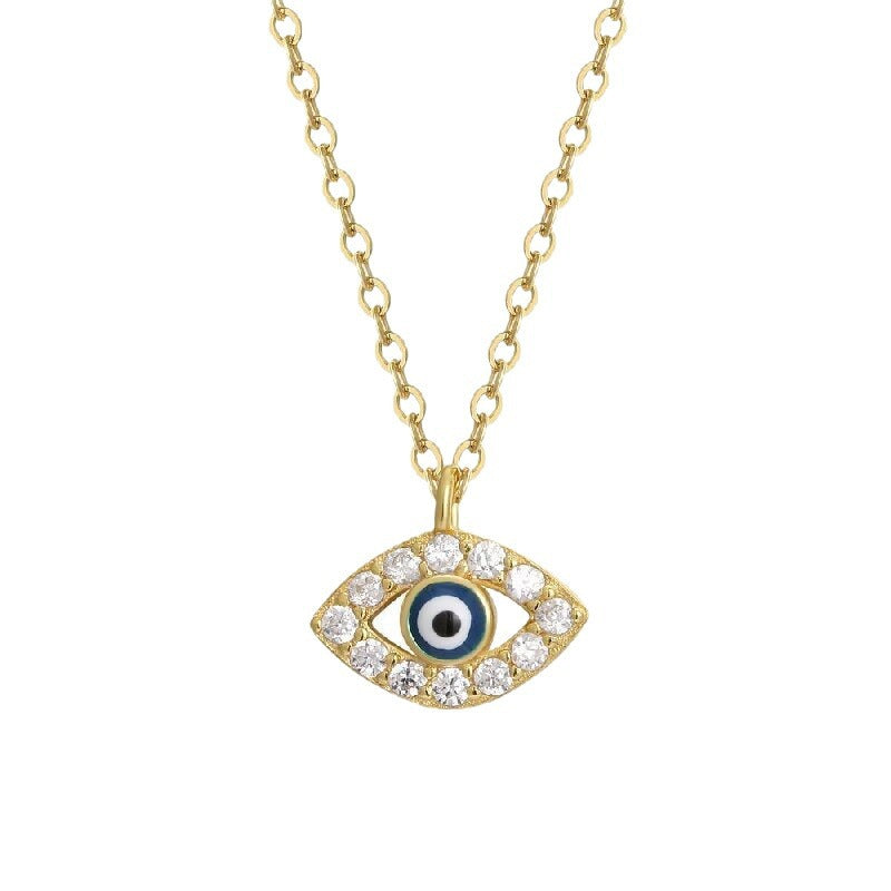 Gold-tone 925 sterling silver evil eye pendant necklace