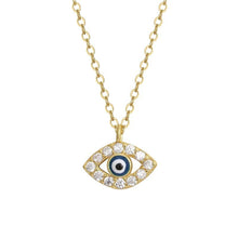 Gold-tone 925 sterling silver evil eye pendant necklace