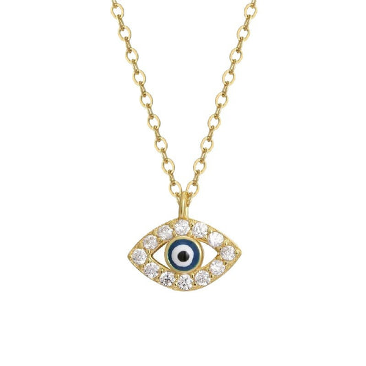 Gold-tone 925 sterling silver evil eye pendant necklace