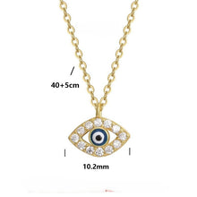 Gold-tone evil eye pendant necklace with 40 plus 5 cm chain and 10.2 mm pendant dimensions