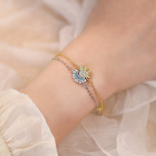 Sun and moon zircon bracelet set worn on a wrist