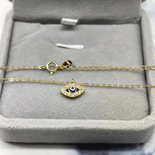 Gold-tone evil eye pendant necklace clasp and extender chain
