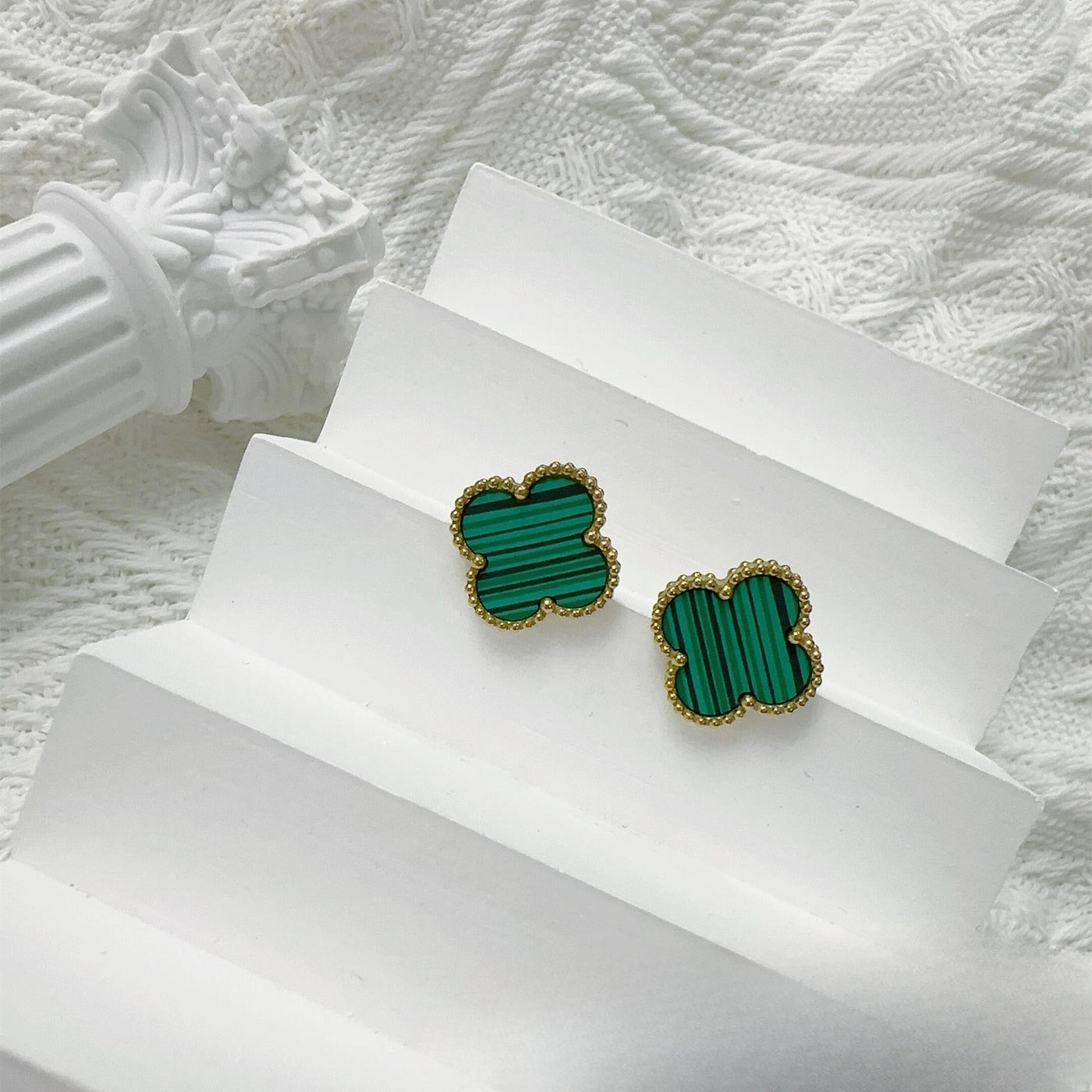 Four-Leaf Clover Earrings for Women – 925 Silver, 18K Gold Plated, Hypoallergenic