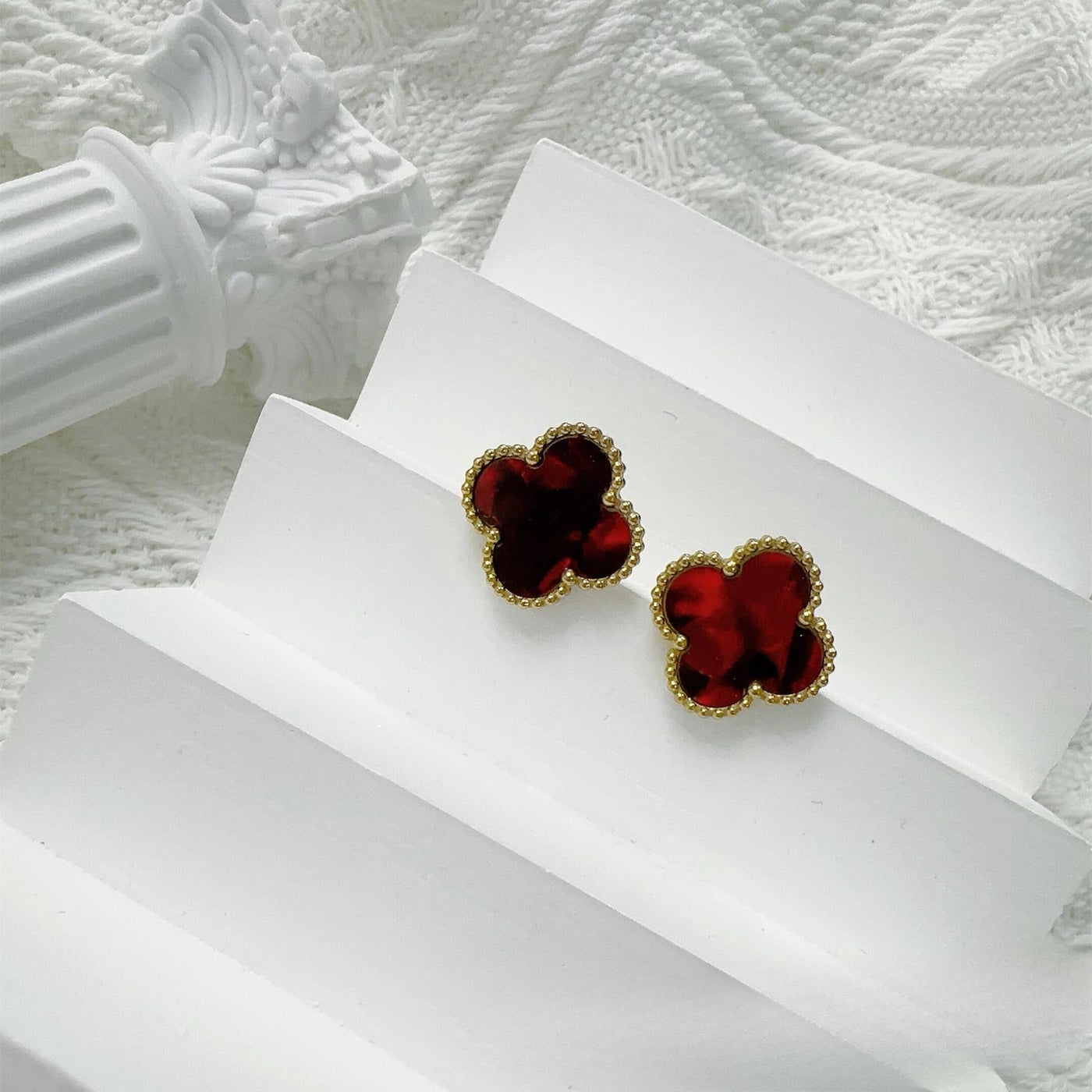Four-Leaf Clover Earrings for Women – 925 Silver, 18K Gold Plated, Hypoallergenic