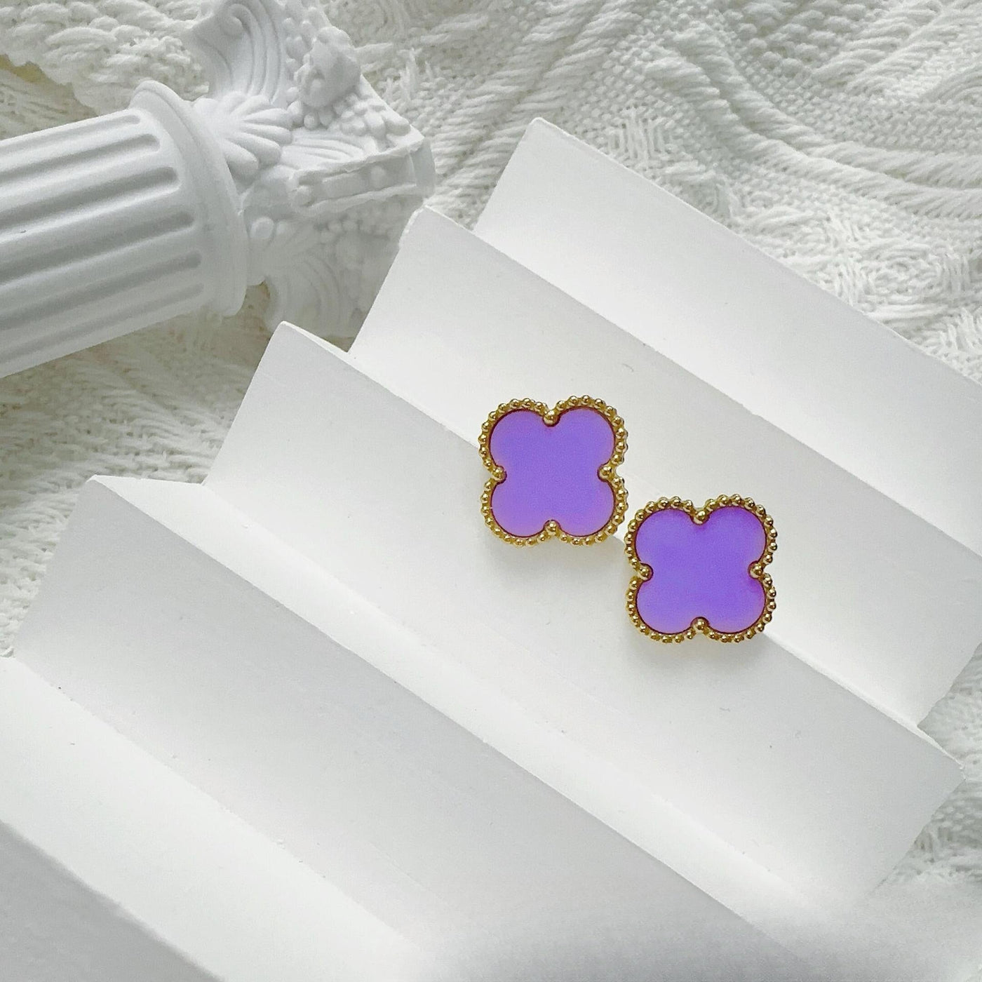 Four-Leaf Clover Earrings for Women – 925 Silver, 18K Gold Plated, Hypoallergenic