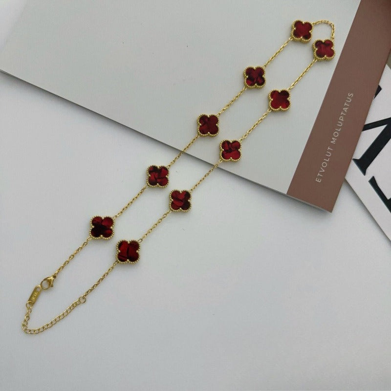 Ten-flower four-leaf clover necklace – Elegant Gift for Her, Waterproof & Tarnish Free