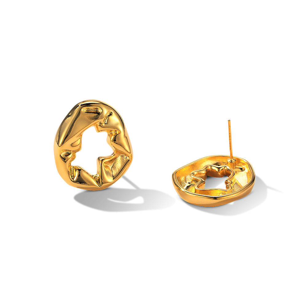 Irregular Pleated Oval Earrings