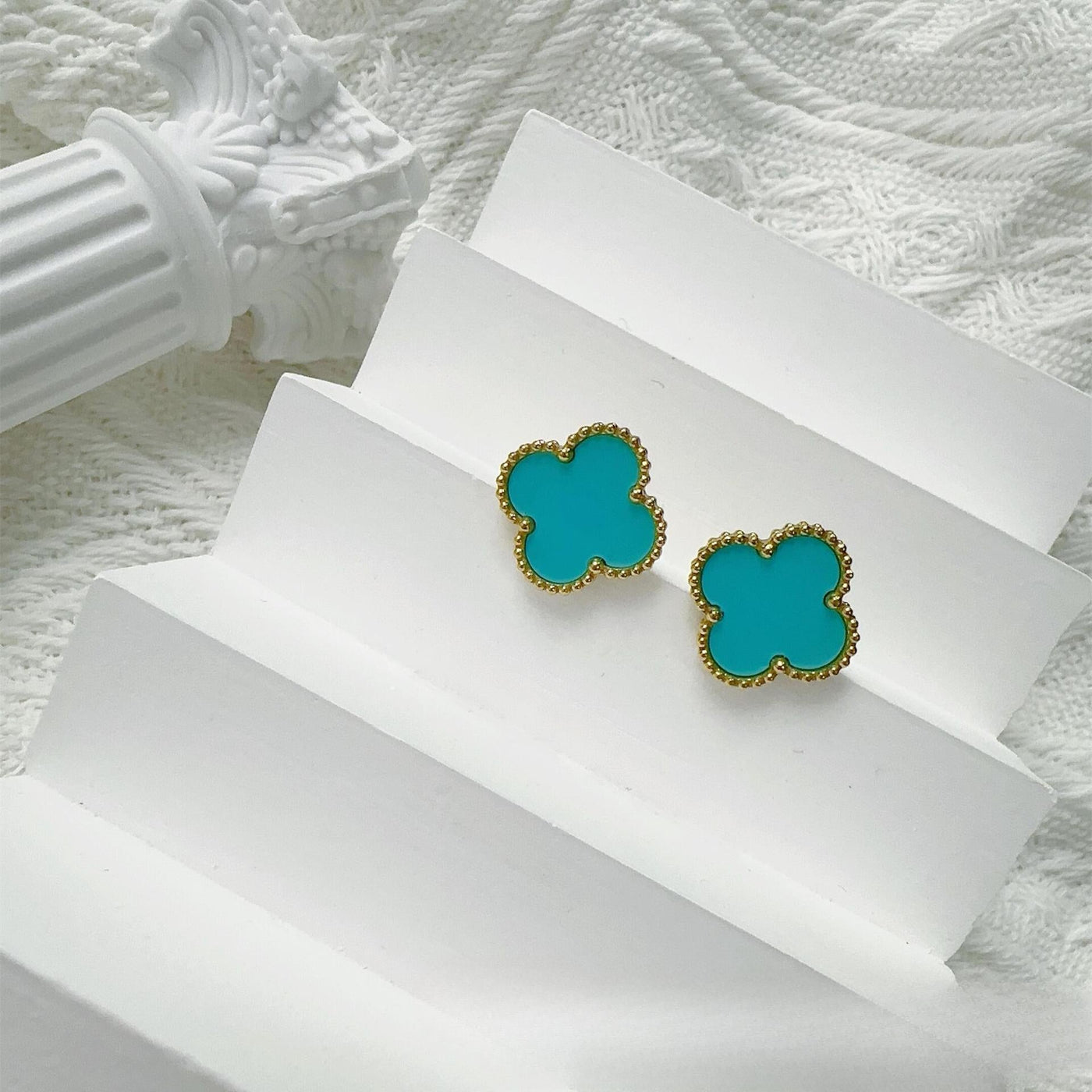 Four-Leaf Clover Earrings for Women – 925 Silver, 18K Gold Plated, Hypoallergenic