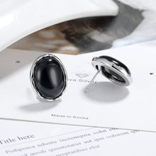 Black Onyx Oval Stud Earrings
