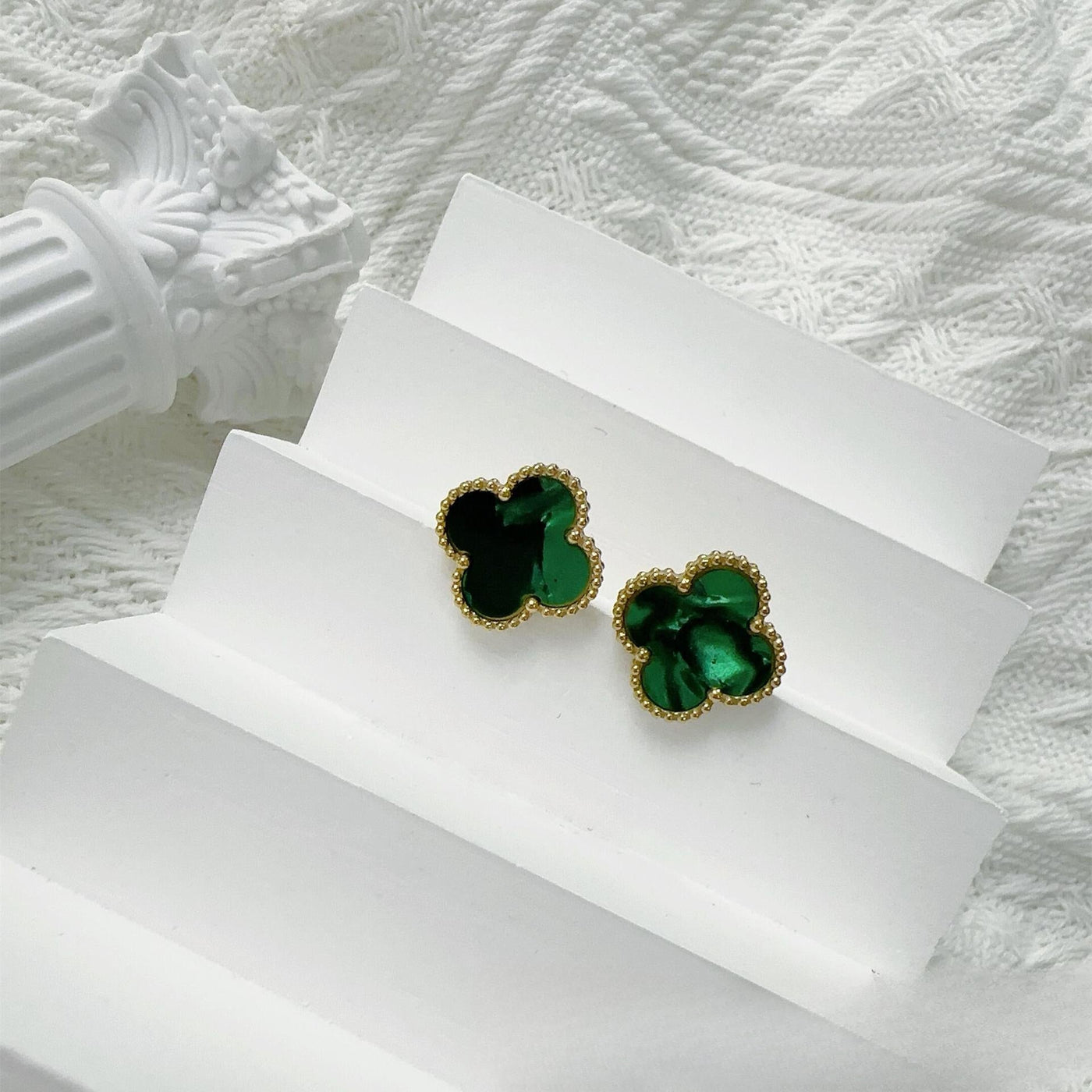 Four-Leaf Clover Earrings for Women – 925 Silver, 18K Gold Plated, Hypoallergenic