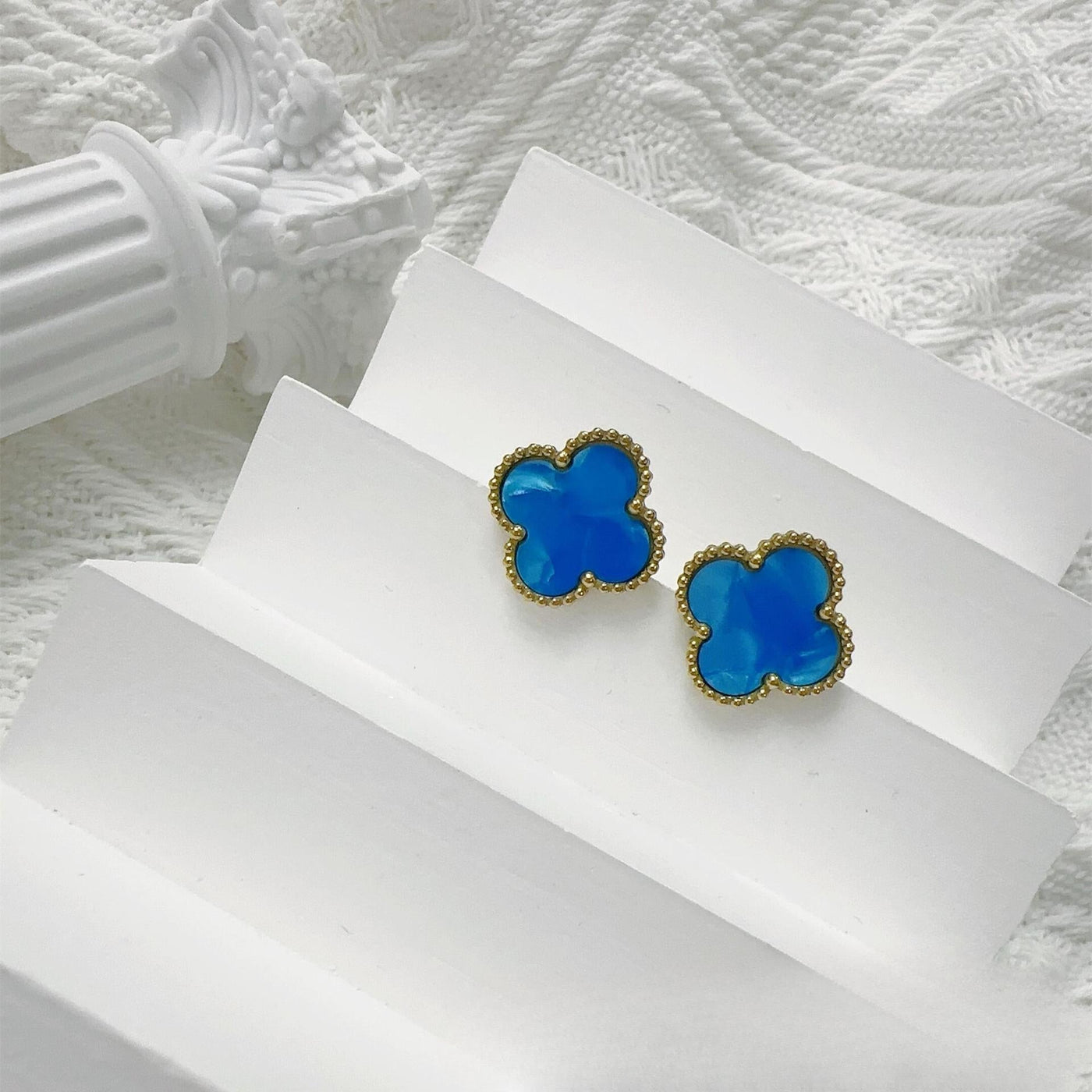 Four-Leaf Clover Earrings for Women – 925 Silver, 18K Gold Plated, Hypoallergenic