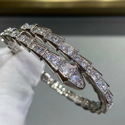 Serpent Aura Bangle – Minimalist Snake Wrap Bracelet, 18K Gold Plated Edition