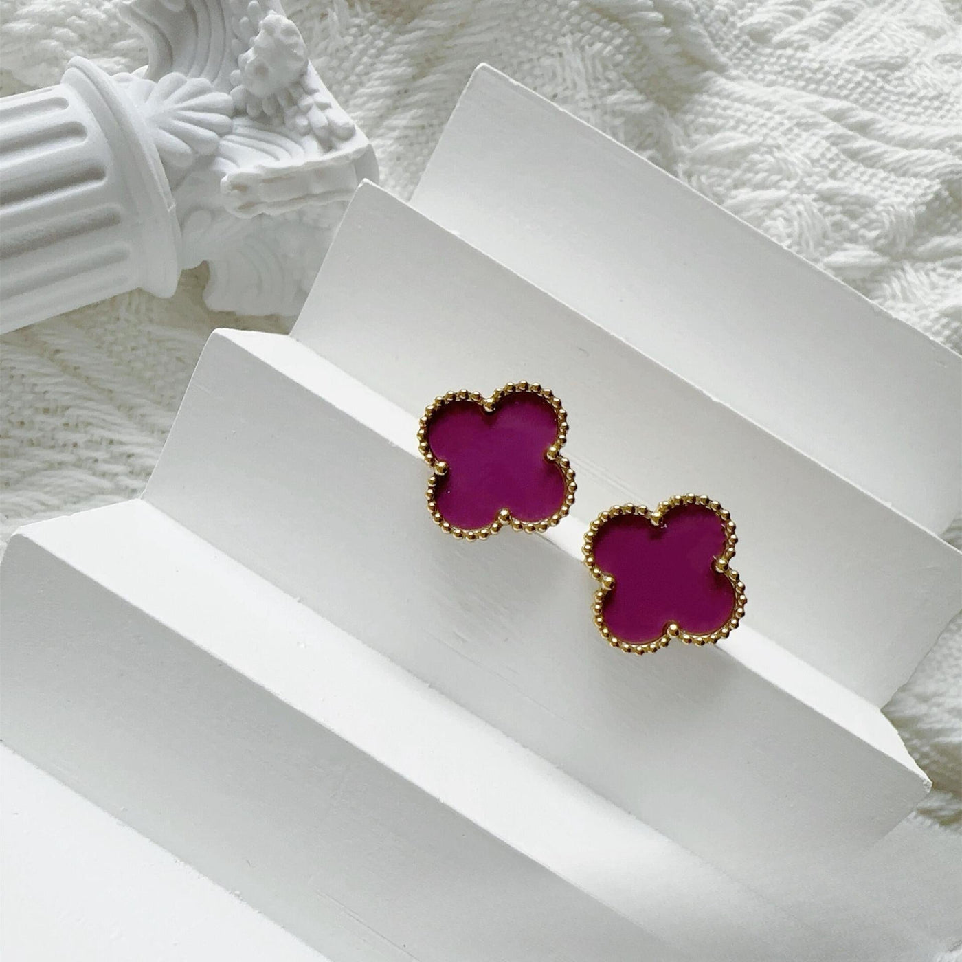 Four-Leaf Clover Earrings for Women – 925 Silver, 18K Gold Plated, Hypoallergenic