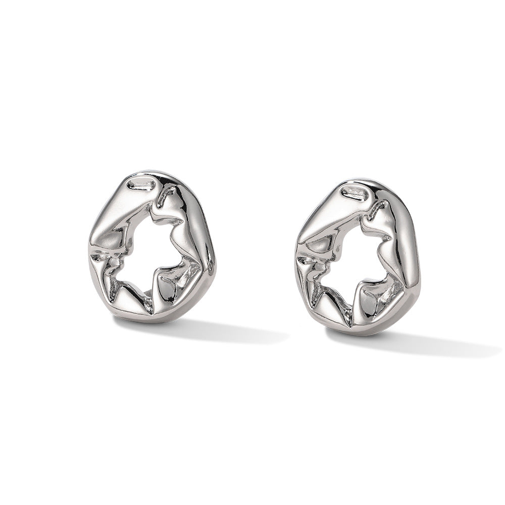 Irregular Pleated Oval Earrings