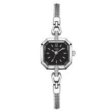 GEDI black-dial octagonal quartz watch with silver-tone braided bracelet and Roman XII hour marker