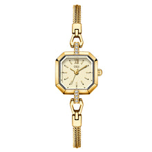 GEDI octagonal quartz watch with pale gold dial and gold-tone narrow braided bracelet