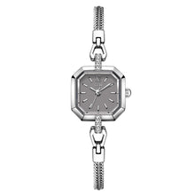 GEDI gray-dial octagonal quartz watch with silver-tone braided bracelet and polished angular case
