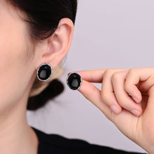 Black Onyx Oval Stud Earrings