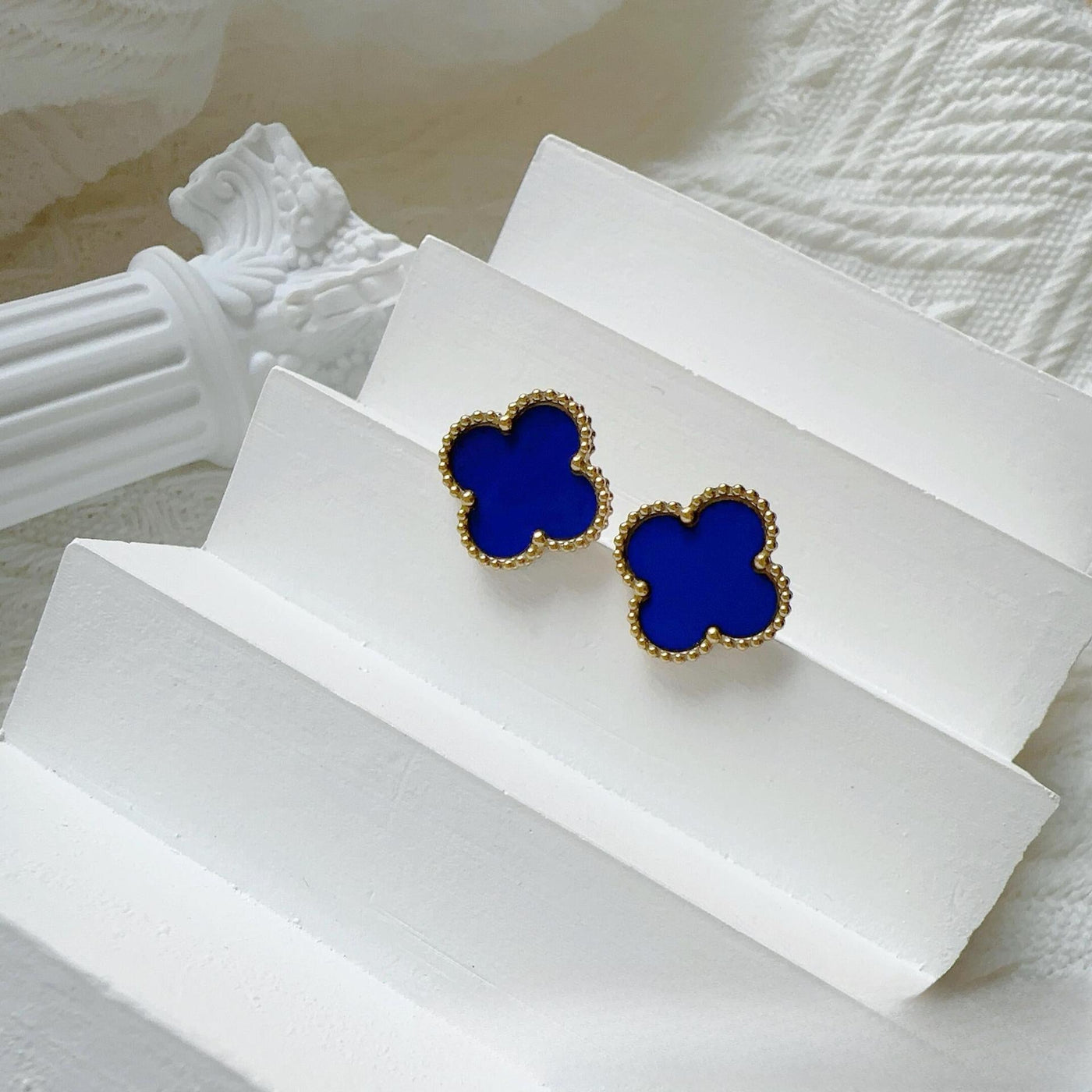Four-Leaf Clover Earrings for Women – 925 Silver, 18K Gold Plated, Hypoallergenic