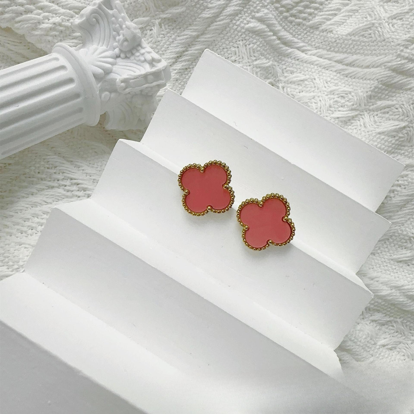 Four-Leaf Clover Earrings for Women – 925 Silver, 18K Gold Plated, Hypoallergenic