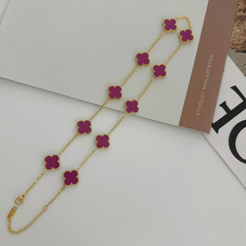 Ten-flower four-leaf clover necklace – Elegant Gift for Her, Waterproof & Tarnish Free