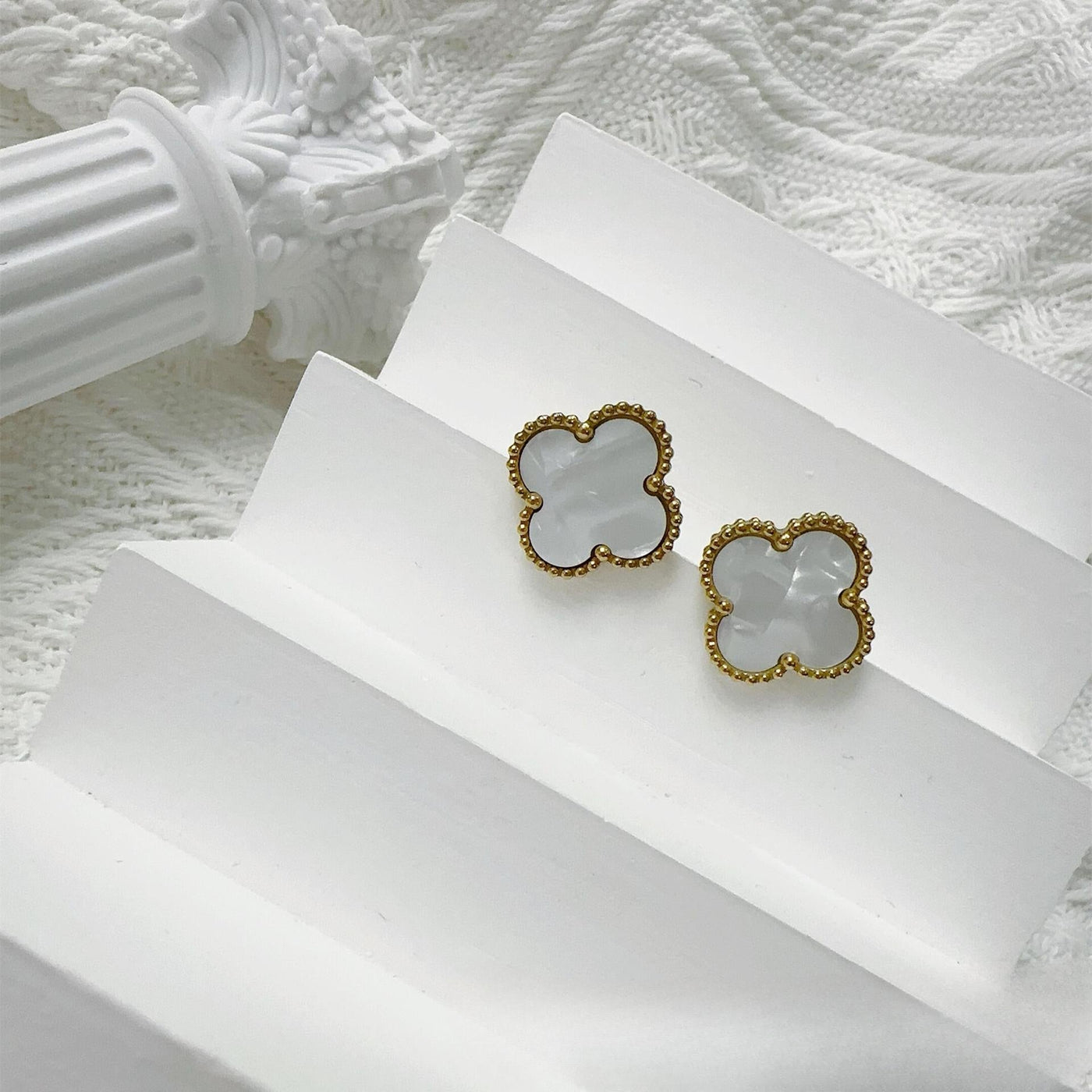 Four-Leaf Clover Earrings for Women – 925 Silver, 18K Gold Plated, Hypoallergenic