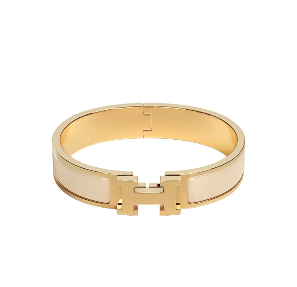 Signature H-Clasp Bangle – Minimalist & Secure Lock Bracelet, Everyday Luxury