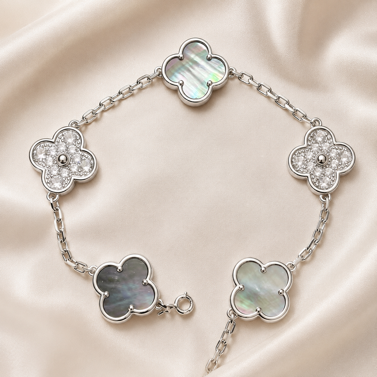 Eternal Clover Pro Bracelet | 18K Gold Plated Luck & Elegance (Silver Chain) LuckCoo