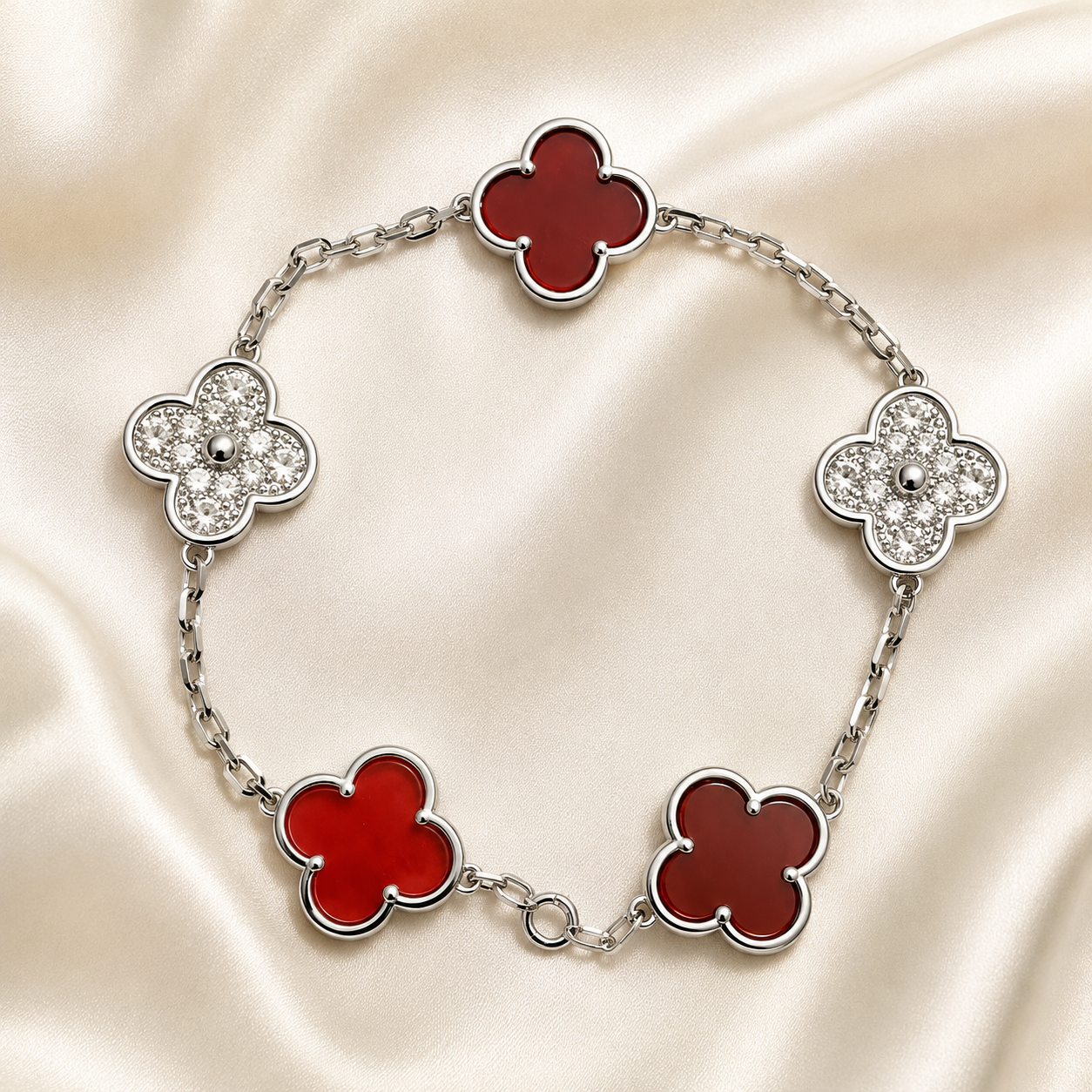 Eternal Clover Pro Bracelet | 18K Gold Plated Luck & Elegance (Silver Chain) LuckCoo