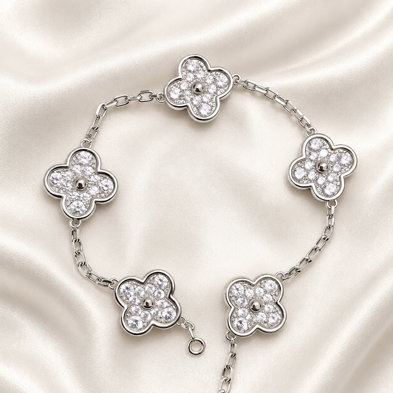 Eternal Clover Pro Bracelet | 18K Gold Plated Luck & Elegance (Silver Chain) LuckCoo