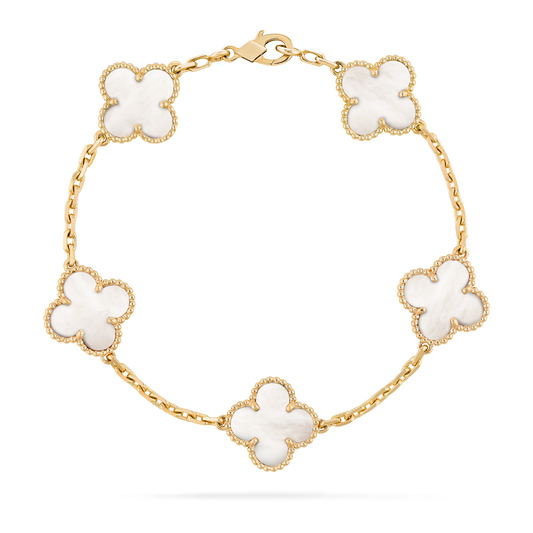 Luckcoo Clover Pro Bracelet – Minimalist Jewelry,Premium Edition,Everyday Luxury（White / Gold）