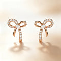 Pavé Bow Stud Earrings in Rose Gold Tone