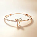 Pavé Bow Bangle Bracelet in Rose Gold Tone