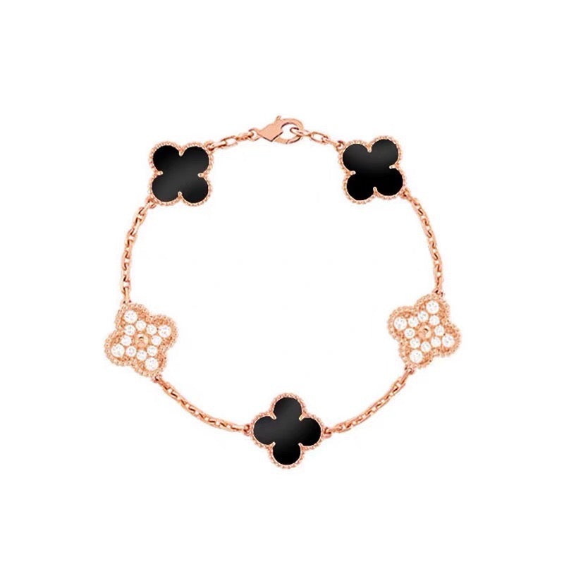 Luckcoo Clover Pro Bracelet – Minimalist Jewelry,Premium Edition,Everyday Luxury（Black / Sliver） LuckCoo