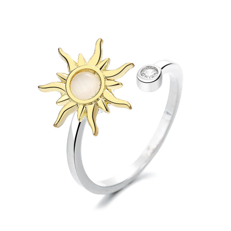Two-Tone Sun Spinner Ring with an open band